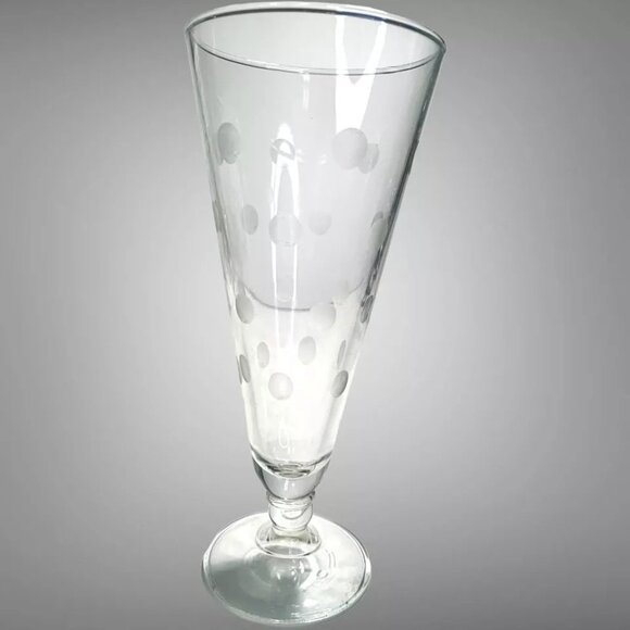 Vintage Mountaineer Etched Crystal Pilsner Glasses Set Of 4 Coin Dot Design Eleg - Picture 2 of 7